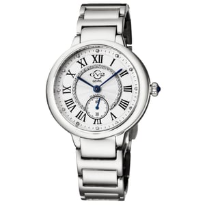 GV2 Rome Women's Swiss Quartz Diamond Silver Dial Stainless Steel Watch