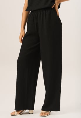 Textured Elastic Waist Pull On Trousers