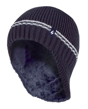 Heat Holders - Boys Patrol Ribbed Bobble Pom Pom Hat for Winter - Navy