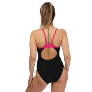 Speedo Muscleback badpak met smalle bandjes voor dames, zwart-roze