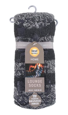 HEAT HOLDERS - Mens Striped Fleece Lined Non Slip Thick Slipper Socks