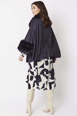 Faux Fur Faux Suede Cape