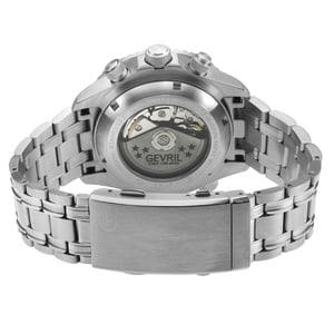 Gevril Men's Hudson Yards Chronograph Swiss Automatic, 316L Stainless Steel Case, Blue Enamel Dial,316L Stainless Steel Bracelet Watch.