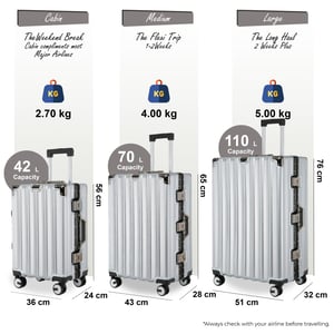 Hardshell Silver Suitcase Set Robust 8 Wheel Luggage Cabin Case Bag
