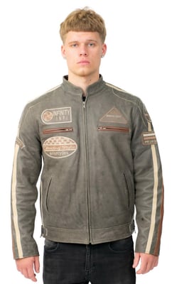 Mens Racing Leather Biker Jacket-Portland