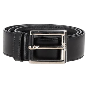 Prada Zwarte Leren Riem met Zilveren Gesp