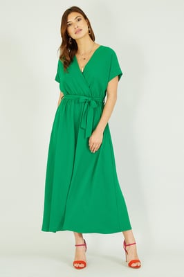 Mela Green Kimono Sleeve Midi Dress