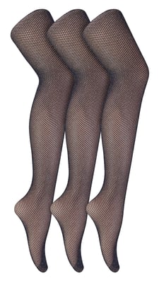 3 Pair Multipack Fishnet Tights for Women | Sock Snob | Stylish Footed Pretty Stocking Ideal for Dance Party - Black / Silver