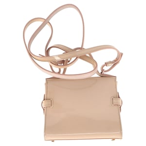Delvaux Tempete Micro Bag in Beigekleurig Lakleer