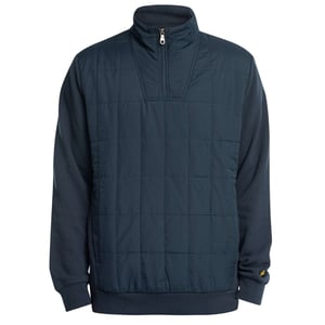 Lyle & Scott Hybrid Quiltad Marinblå Sweatshirt med halv dragkedja