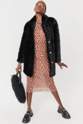 Ribbed Faux Fur Coat