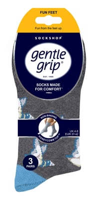 Gentle Grip - 6 Pairs Ladies Non Elastic Socks - Love Birds
