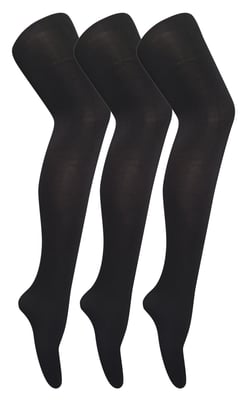 3 Pair Multipack Womens Coloured Opaque 80 Denier Tights | Sock Snob | Plain Block Colour Tights - Black