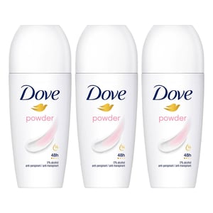 Dove Powder Roll On Anti-Perspirant up to 48H Sweat & Odour Protection, 3x50ml