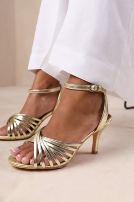 Wheres That From Womens 'Cyprus' Wide Fit Multi Cross Over Strap Mid Heels