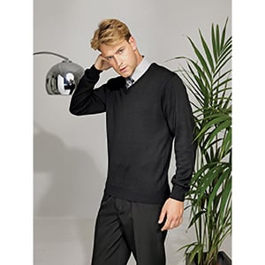 Premier Mens V-Neck Knitted Sweater (Black)