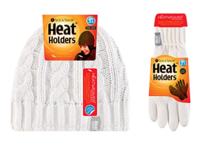 Heat Holders - Ladies Hat & Gloves Set for Winter - Cream