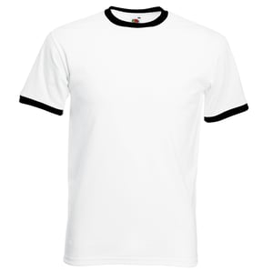 Fruit Of The Loom Heren Ringer T-shirt met korte mouwen (Wit/Zwart)