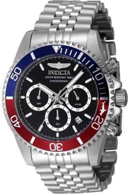 Invicta Pro Diver 48117 Heren Horloge - Quartz Uurwerk - Roestvrij Staal met zwarte Wijzerplaat - 43mm