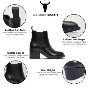 Windsor Smith Womens Black Classic Leather Platform Ankle Chelsea Boots  - Varsity