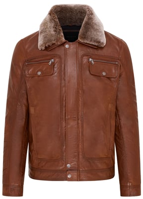 Heren Tan Trucker Shirt Leren Jack - Tornio