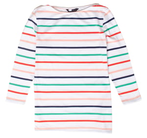 Striped cotton rich slash neck tops