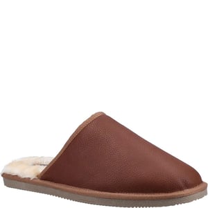 Hush Puppies Mens Coady Leather Slippers (Tan)