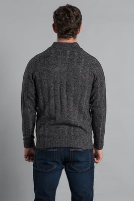Charcoal Zip-Through Funnel Neck Ribbed Cardigan
