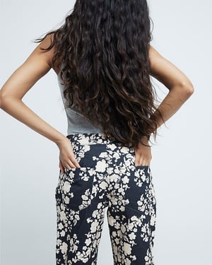 River Island Womens Straight Jeans Petite Black Relaxed Floral