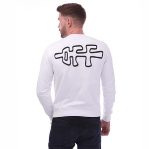 Men's Off White Rocks Type Slim Crewneck Sweatshirt in White Black