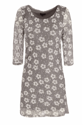 Grey Lace Daisy Print Dress