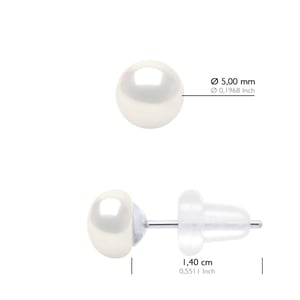 Earrings Real Cultured Freshwater Pearls Button 5-6 mm