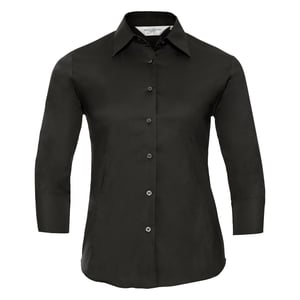 Russell Collectie Dames/Dames 3/4 Mouw Easy Care Gevoelig overhemd (Zwart)