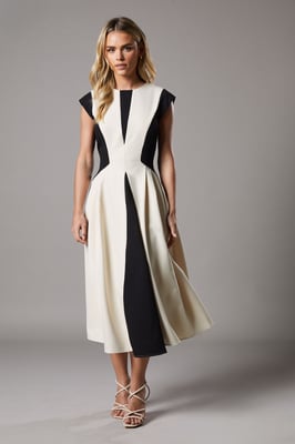 Petite Crepe colour Block Midi Dress