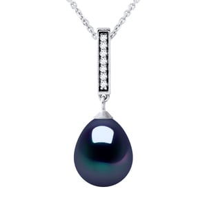 BARETTE zoetwater parel sieraden 9-10mm Black 925