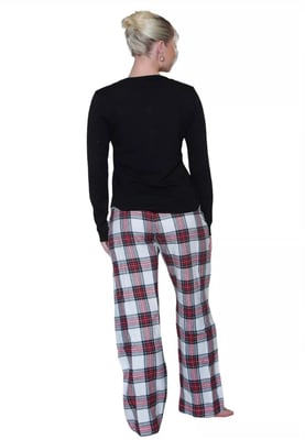 GAP Womens Pyjama Flannel Sleep Set in Black Tartan