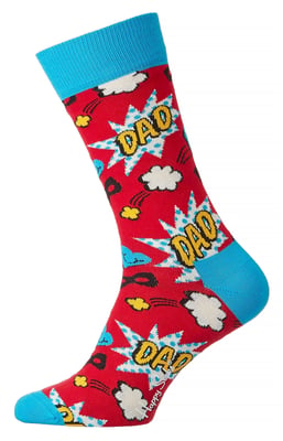 Novelty Dads Socks | Happy Socks | Funny Red Blue Socks with Reinforced Heel and Toe | Father's Day Gift - Red