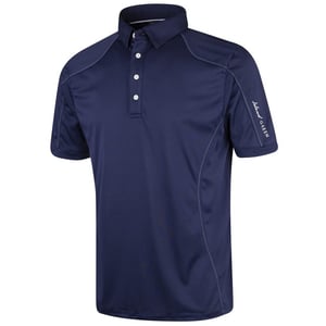 Island Green Mens Topstitched Golf Polo Shirt (Navy)