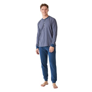 JJB12 Katoenen pyjama met lange mouwen en ronde hals voor heren