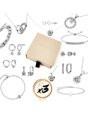 3 överraskningsjuveler i en presentförpackning - Silver och kristall