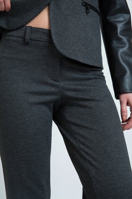 Mid Rise Straight Striped Trousers