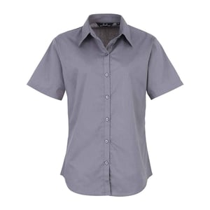 Premier Dames/Dames Popeline Blouse met Korte Mouwen (Staal)