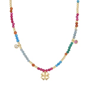 Ketting Luxenter, Mafayaz gemaakt van 925 sterling zilver en 18K geel verguld rozenkristal