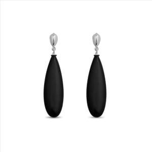 Luxenter oorbellen, 925 sterling zilver, adak en onyx, gerhodineerd afgewerkt