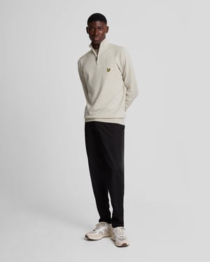 Lyle & Scott Katoenen Merino 1/4 Rits Trui Grijs