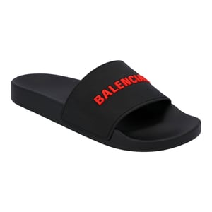 Balenciaga Logo Band Gummi Sandaler Svarta