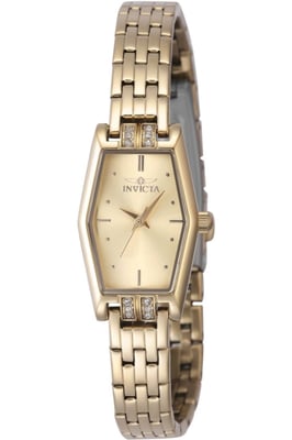 Invicta Angel 48131 Dames Horloge - Quartz Uurwerk - Roestvrij Staal met gouden Wijzerplaat - 20mm