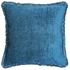 Riva Paoletti Astbury Polyester Filled Cushion - Teal Blue - Metallic Chenille Style Fabric - Fringed Edges - Hidden Zip Closure - 100% Polyester - 50 x 50cm (20" x 20" inches)