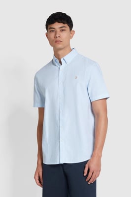 Brewer Stripe Short Sleeve Shirt Light Blue