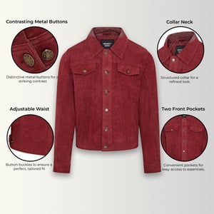 Heren Trucker Geit Su�de Westerse Leren Jeansjas - Yangon